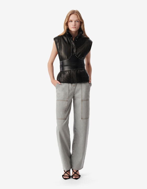 SLEEVELESS LEATHER JACKET