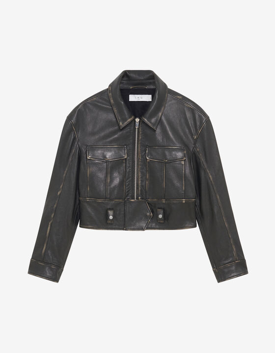 VESTE CEINTURÉE EN CUIR