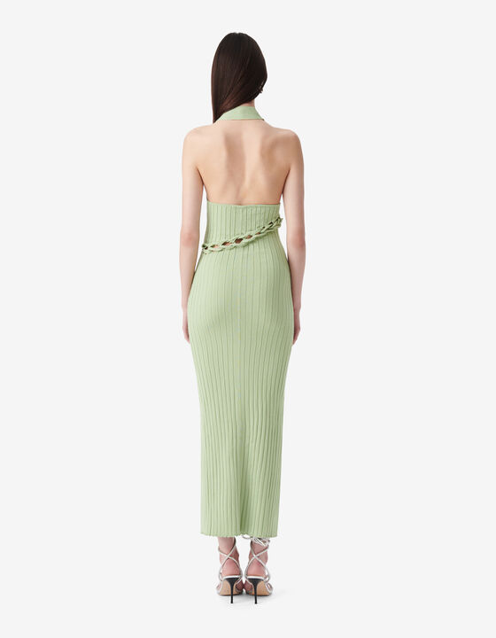 RIBBED HALTER DRESS