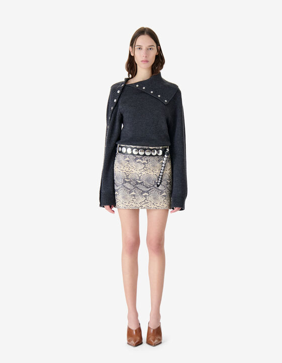 PYTHON PRINT LEATHER SKIRT