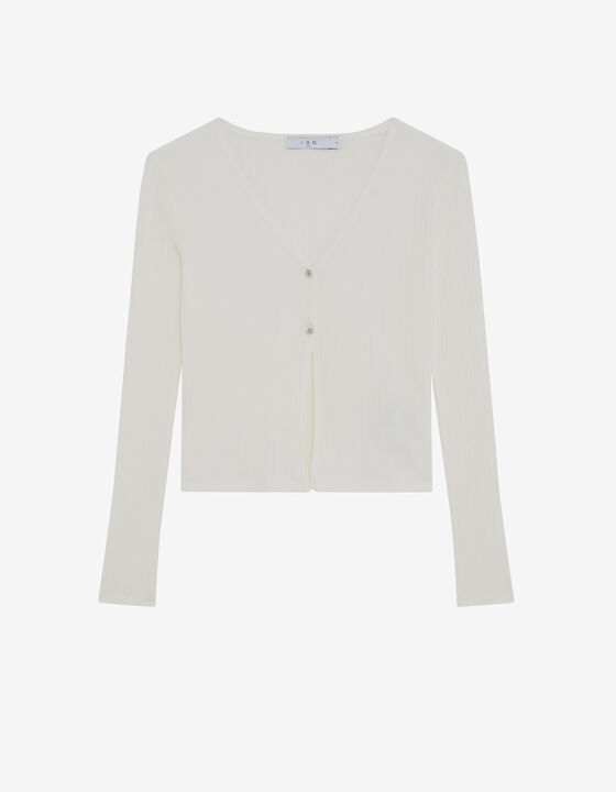 RIBBED V-NECK CARDIGAN