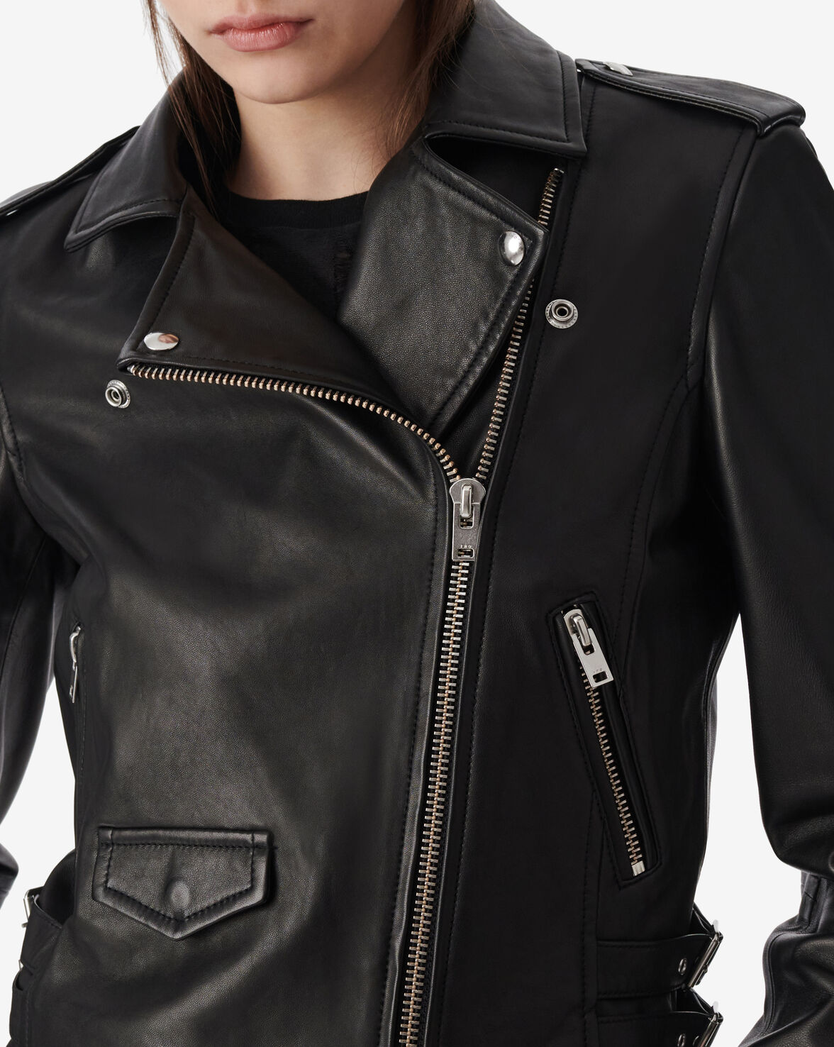 VESTE EN CUIR CINTRÉE ASHVILLE image number null