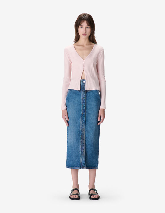 RIBBED V-NECK CARDIGAN