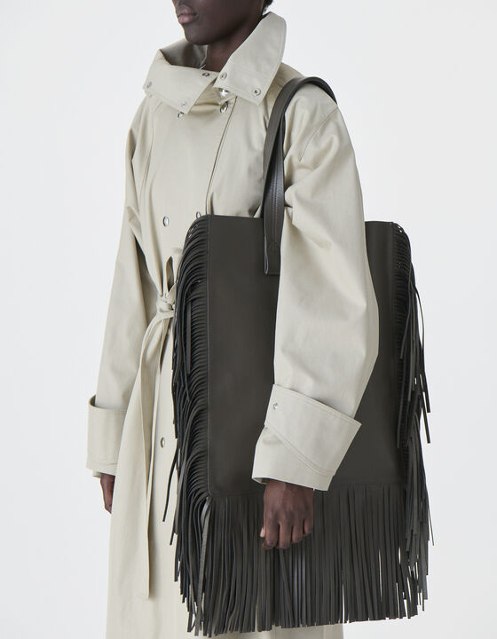 LEATHER FRINGED TOTE BAG