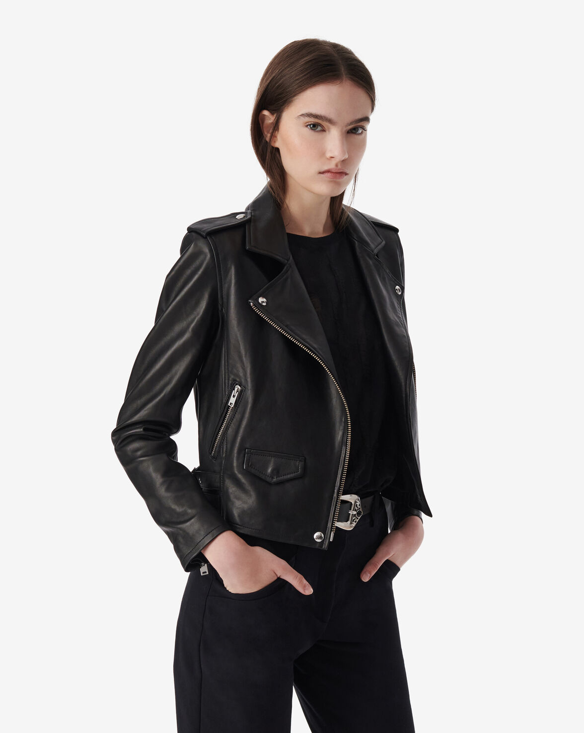VESTE EN CUIR CINTRÉE ASHVILLE image number null