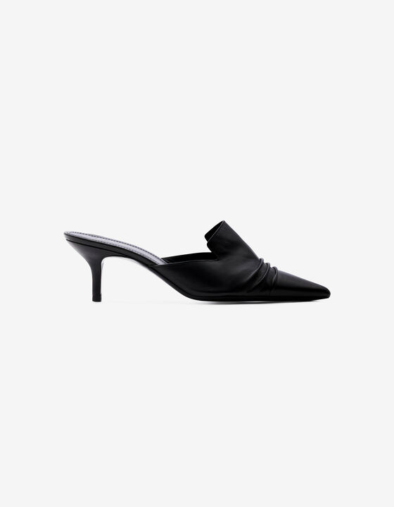 PLEATED HEELED MULES