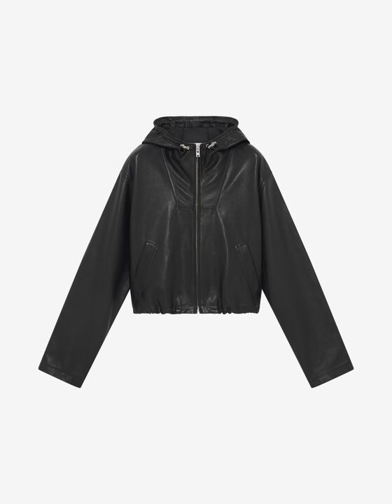 LEATHER HOODED JACKET