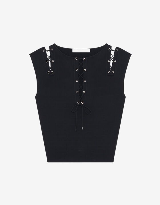 TOP &Agrave; LACETS SANS MANCHES