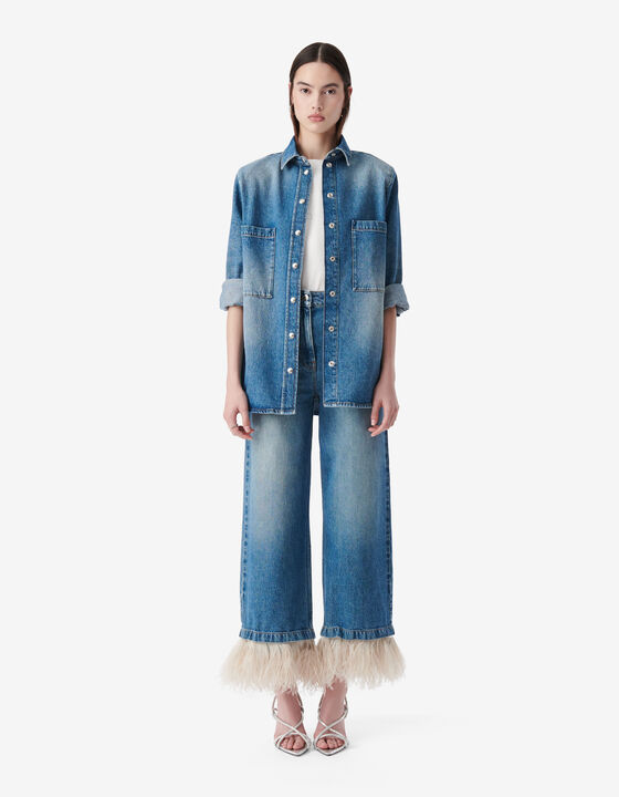 STRAIGHT FEATHERED PANTS