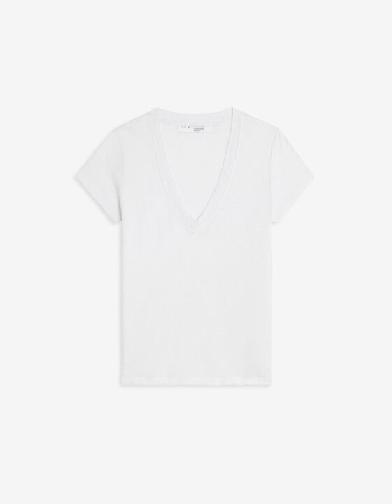T-SHIRT EN LIN COL V
