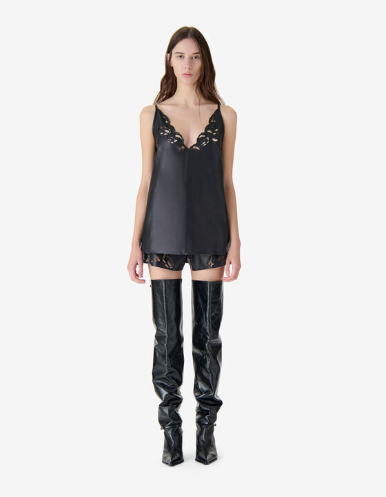 OPENWORK LEATHER TOP