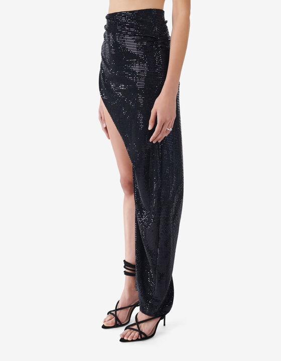ASYMMETRICAL SEQUIN SKIRT