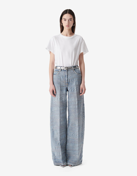 EMBROIDERED DENIM PANTS