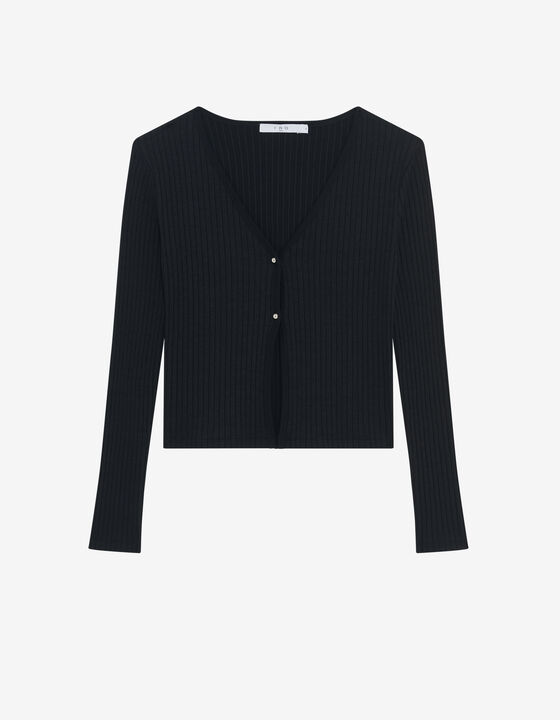 RIBBED V-NECK CARDIGAN